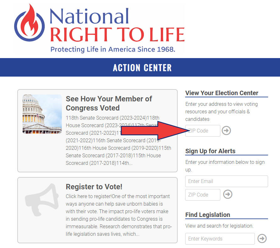 Screenshot of National Right to Life website